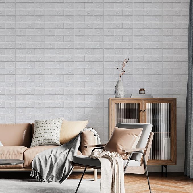 Peel and Stick 3D Foam Wall Panels, Self Adhesive Wallpaper | 30Pcs Soft Flexible Kitchen Backsplash Peel and Stick (13.7 * 15.1in) Waterproof DIY Install Decorative Wall Panels - Image 2