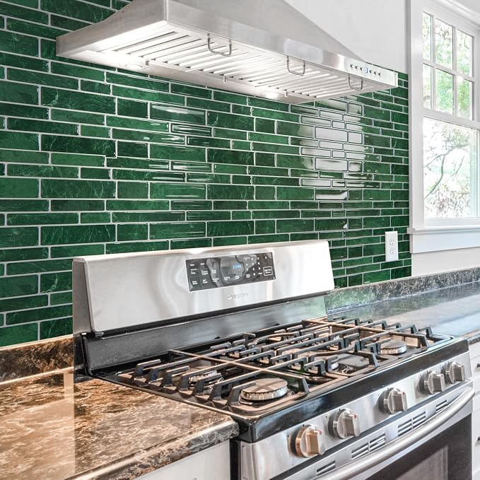 Art3d Marble Design Peel and Stick Backsplash, 10-Sheet, 12 x 12 in, Green | Lightweight, Self Adhesive, Moisture Resistant, Easy to DIY, Modern Style, for Kitchen, Bedroom, Ideal for New Home Buyers - Image 7