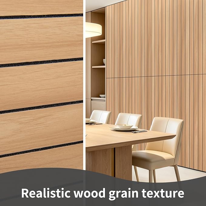 AMZDEPOT Peel and Stick Wood Panels for Wall, 6 Pack, Oak | Self-Adhesive Slat Wall Panels, PVC Thick, 3D Wood Grain Wallpaper, for Walls and Ceilings, 48"x15.75", Packed in Long Boxes - Image 6