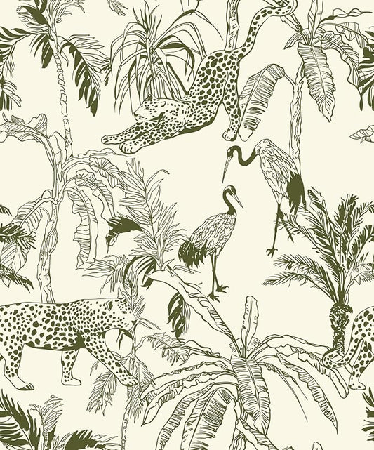 Heroad Boho Jungle Peel and Stick Wallpaper Beige and Green Contact Paper 17.3"x196" Animal Wall Paper Removable Self Adhesive Leopard Wallpaper for Cabinets Waterproof Bathroom Vinyl Roll by HeroadBrand