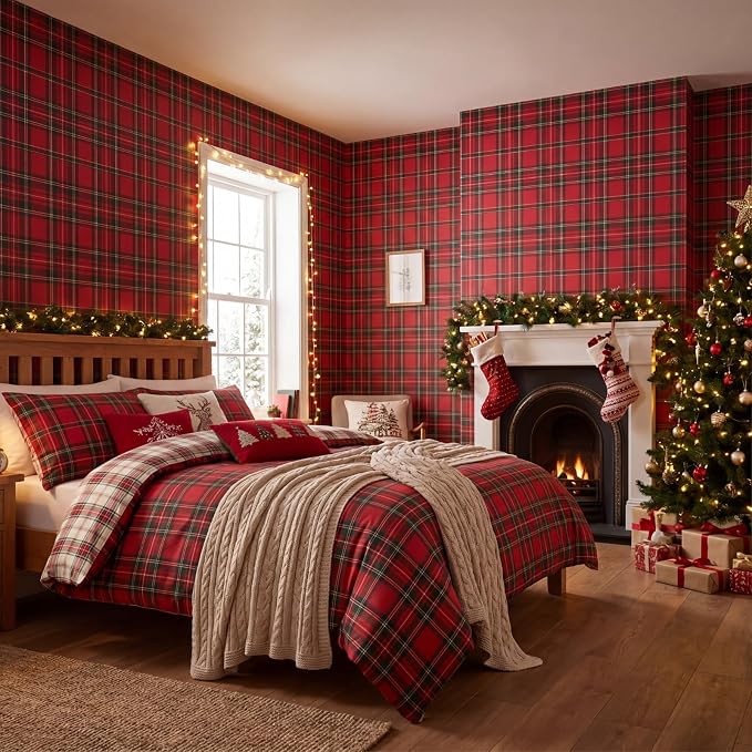 Drydiet Tartan Plaid Wallpaper Peel Stick Contact Paper 15.8 x 118.1 | Self Adhesive, Red and Green Plaid Plaid Design, Easy Apply Remove, for Home Locker Dorm Classroom Living Room Decor - Image 6
