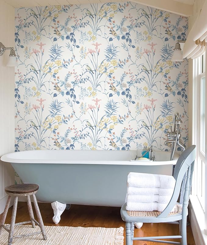 Erfoni Boho Floral Birds Wallpaper DIY Removable Peel and Stick Wallpaper | 16.9" x197" Flower Decorative Wallpaper Self Adhesive Floral Leaf Contact Paper for Bedroom Accent Walls Covering Vinyl Roll - Image 7