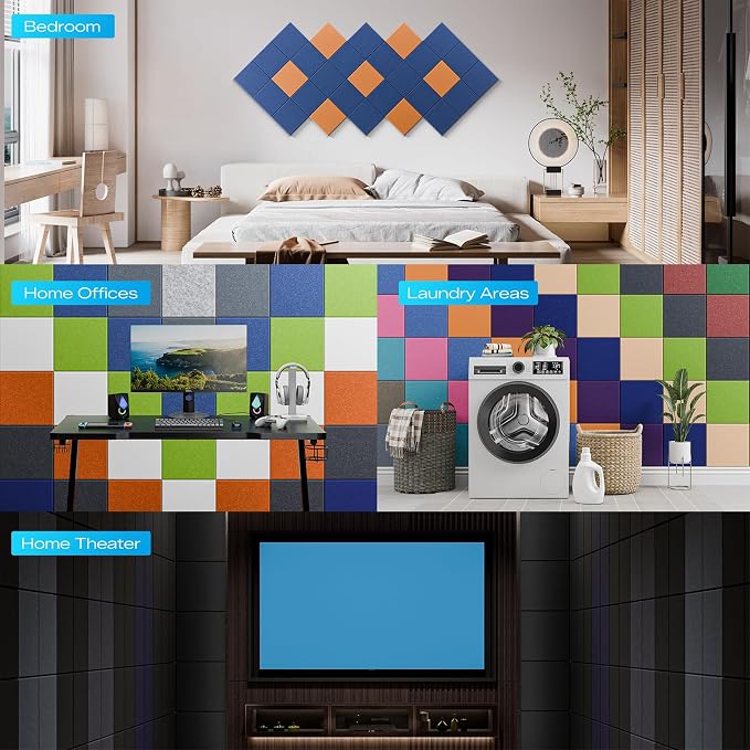 18 Pack Acoustic Panels for Walls, 12" x 12" x 0.4" High Density Self-Adhesive Soundproof Wall Panels, Sound Absorbing Foam Panels for Home & Office Studio (Camel) - Image 6