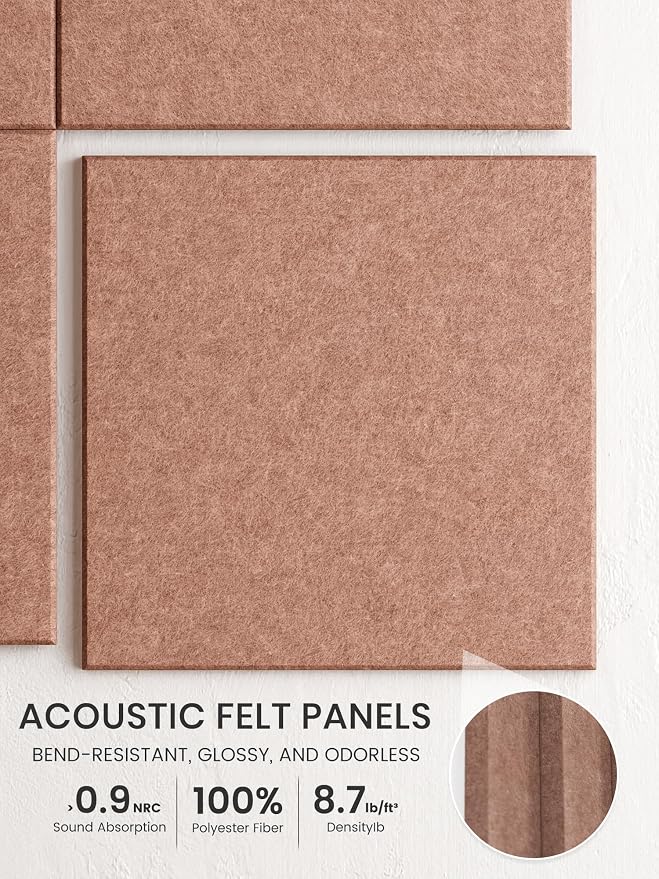 Bumusty 48"x 36" Large Felt Bulletin Board Tiles, Terracotta | 12-Pack Cork Board Alternative, Wall Decor, 30 Pushpins, 60 Adhesive Tabs, Vision Board, Office, Classroom, Home, Dorm - Image 3