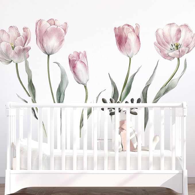Flower Wall Decals - Peel and Stick Large Tulip Floral Flowers Wall Stickers,Removable Flower Home Decor Art for Living Room, Bedroom, Nursery Decor Wall Corner Decor (Tulip Wall Decals) by Unknown