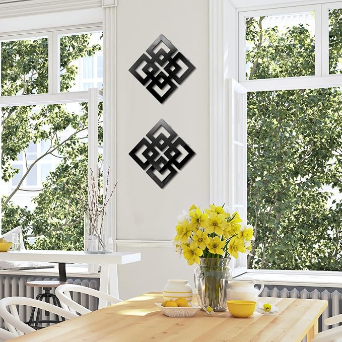 Weysat 2 Pieces Silver Mirrored Wall Decor 11.8 x 11.8, Black, Mirrored - Image 5