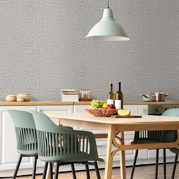 WADILE Grasscloth Peel and Stick Wallpaper 15.7in x 78.7in, Textured Contact Paper for Cabinets, Faux Linen Wall Paper Pull and Stick, Fabric Vinyl Wallpaper Self Adhesive Light Gray | Textured contact paper, Faux linen, Vinyl material, Cabinets, Self ... - Image 4