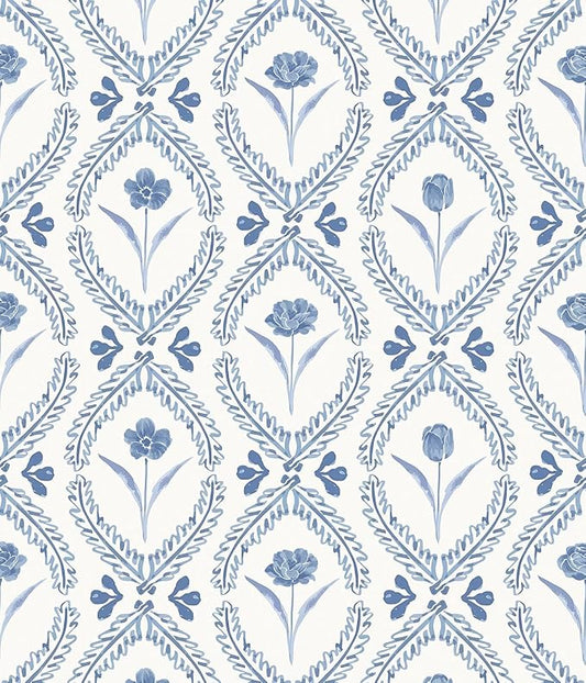 Orainege Floral Peel and Stick Wallpaper Blue Floral Wallpaper | 16.9in x393.7in Leaf Flower Wallpaper Peel and Stick Boho Self Adhesive Removable for Bedroom Bathroom Decor by Orainege