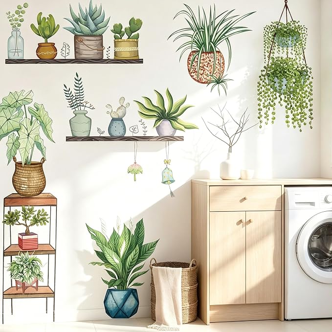 Arawat Plant Wall Decals Peel and Stick Stickers & Murals for Bedroom, Living Room, Bathroom, Kitchen - Boho Decorative Art Decor - Image 2