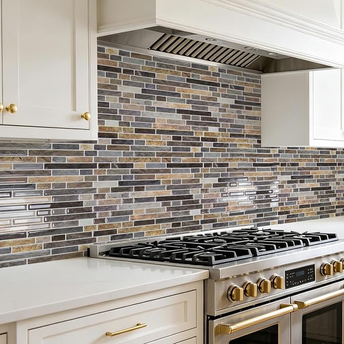 Art3d Linear Tile Peel and Stick Backsplash, 10-Pack, Vintage Sandstone | 12 x 12 Inch, Enhanced Thickness, Warp Resistant, Strong Adhesion, Sturdy, for Kitchen, Bedroom, Ideal for Home Improvement - Image 2
