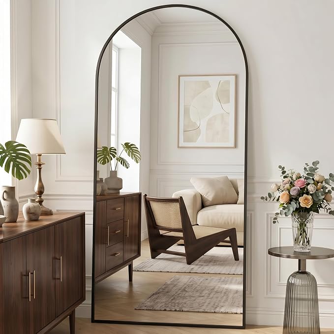 71"x32" Arched Full Length Mirror, Full Body Floor Mirror, Black by Unknown