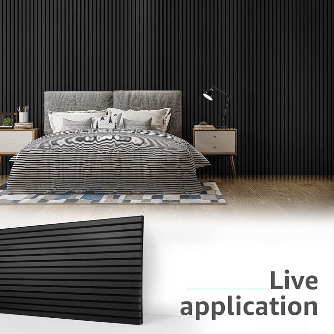 Art3d 2-Pack 3D Fluted Wood Sound Absorbing Slat Wall Panel, Matte Black | 47.2 x 23.6 Inch, Noise Control, Easy to DIY, Sustainable Material, Ideal for Homeowners, Designers, for Living Room, Office - Image 5