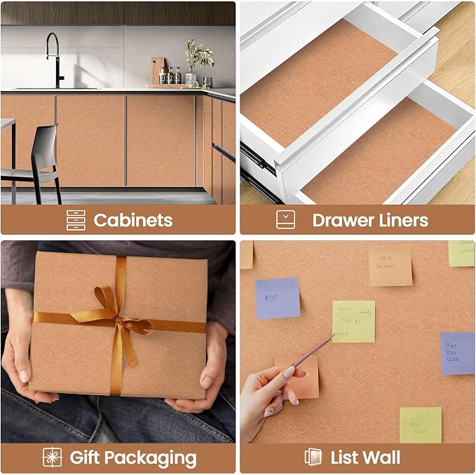 Cream Peel and Stick Self Adhesive Wallpaper Countertop Contact Paper | Orange Removable Embossed Silk Waterproof Bathroom Wallpaper 15.7" X 118" Kitchen Vinyl Wrap for Cabinet Shelf Liner Paper - Image 3