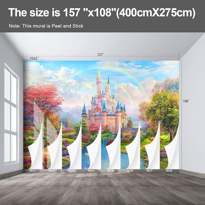 Castle Large wall murals Peel and Stick self Adhesive Wallpaper for Bedroom Nursery Room - 108"x157" - Image 2