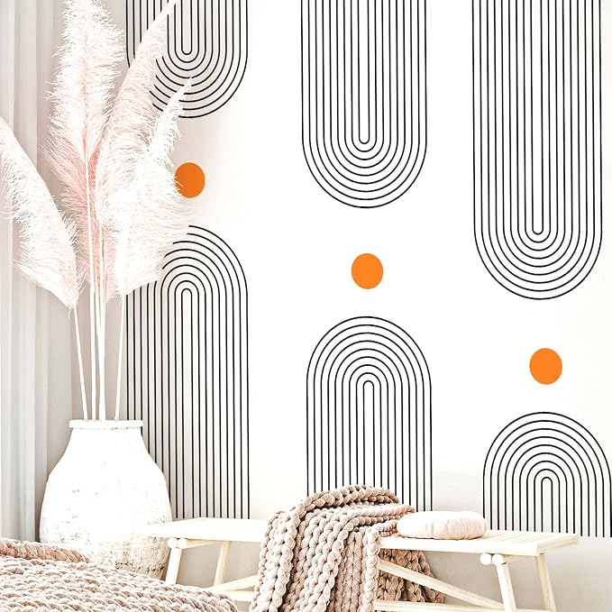 Boho Mid-Centur Arch Wall Decals Peel and Stick, Large Sun Removable Wall Stickers & Murals, Removable Leaves Home Decor Art for Bedroom Living Room Classroom Office - Image 4