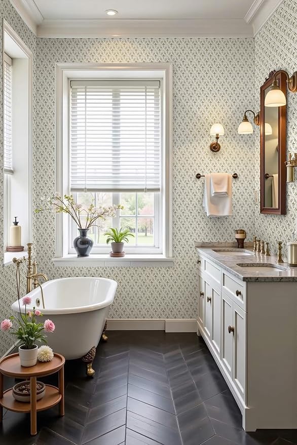 Heroad Peel and Stick Wallpaper Green Floral Contact Paper Farmhouse Rustic | Vintage Cottage Wall Paper,17.3''x78.7'',Waterproof Removable Self Adhesive Gingham Decor Vinyl for Bathroom,Bedroom,Kitchen - Image 5