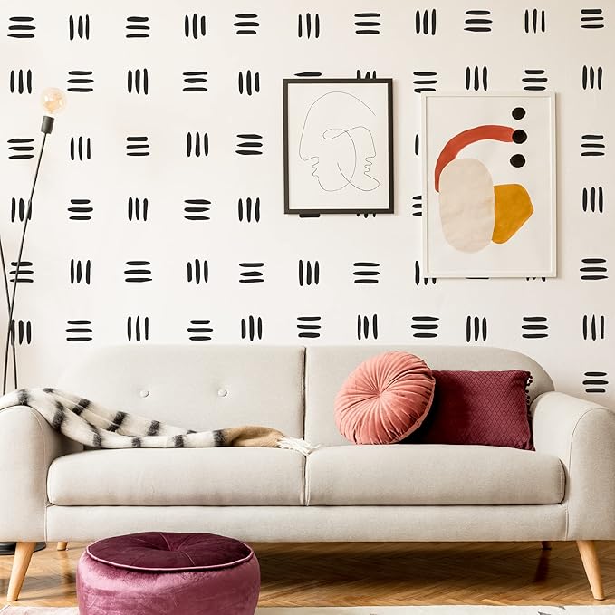3 Lines Black Wall Decal, Modern Abstract Boho Home Wall Art Décor | Matte black vinyl stickers. Peel and stick for nursery, kids, bedroom, office. Stunning painted look for a boho accent wall. by SHYJSHYJINSPIRED-PEELSTICK