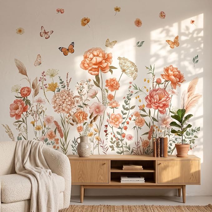 DECOWALL Boho Large Flowers Wall Decals – Removable Peel & Stick Floral Blossom Stickers for Kids Room, Nursery & Bedroom Decor, Colorful Garden Flower Wall Art (SG2-2507) - Image 2