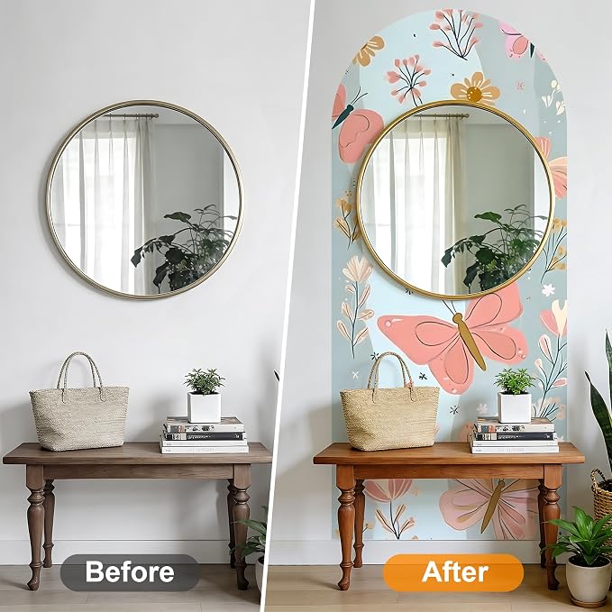 Arch Wall Decals Peel and Stick, Large Wall Stickers, Removable Home Decor Art Wallpaper for Bedroom Living Room 71'' × 31.7'' (Butterfly) - Image 4