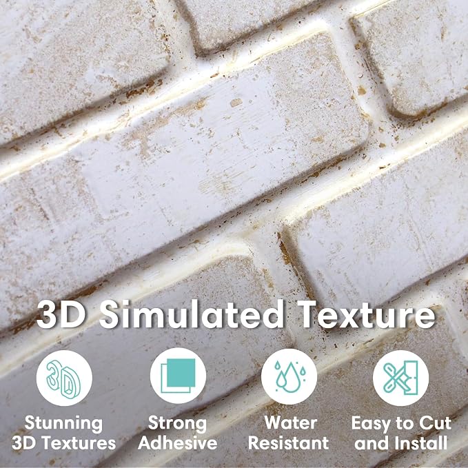 Commomy 3D Faux Brick Wall Panels Peel and Stick - 10pcs 15.74" x 11.8" | Ultralight Thin PVC Fake Brick Wallpaper Tiles Wall Covering for Home Office,Living Room Quick DIY Wall Decor(12.92 sq.ft) - Image 2
