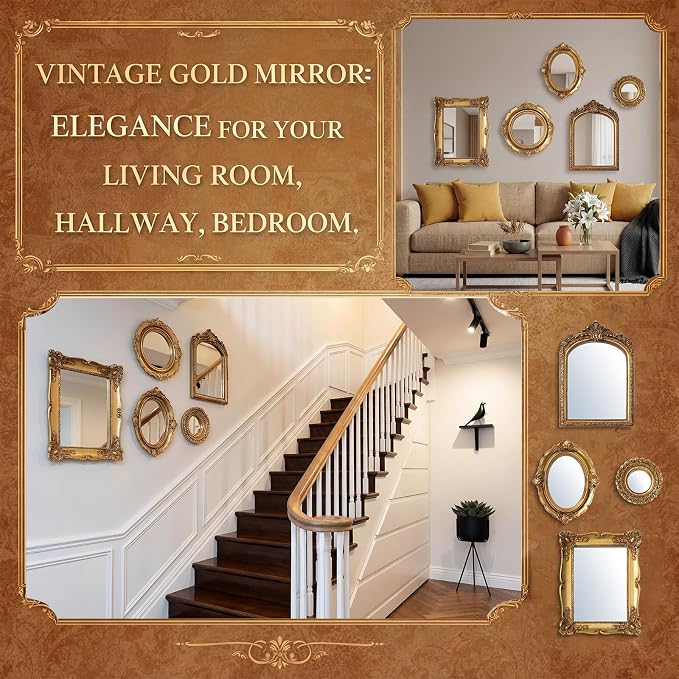 Vintage Mirror Set,10in/8in/7in/4in,Stylish Style,5 Pcs - Image 5