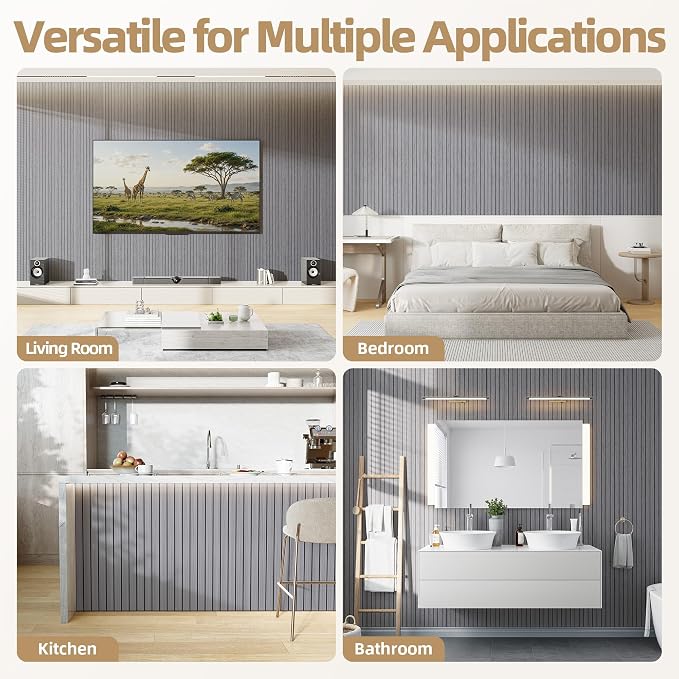 Peel and Stick Wood Slat Wall Panels, 3D PVC Faux Gray Wood Grain Wallpaper | 15.75"x118" Soundproof Wall Panels with Self Adhesive, Wall Coverning for Accent Walls Ceiling Bedroom Bathroom Kitchen Decor - Image 6
