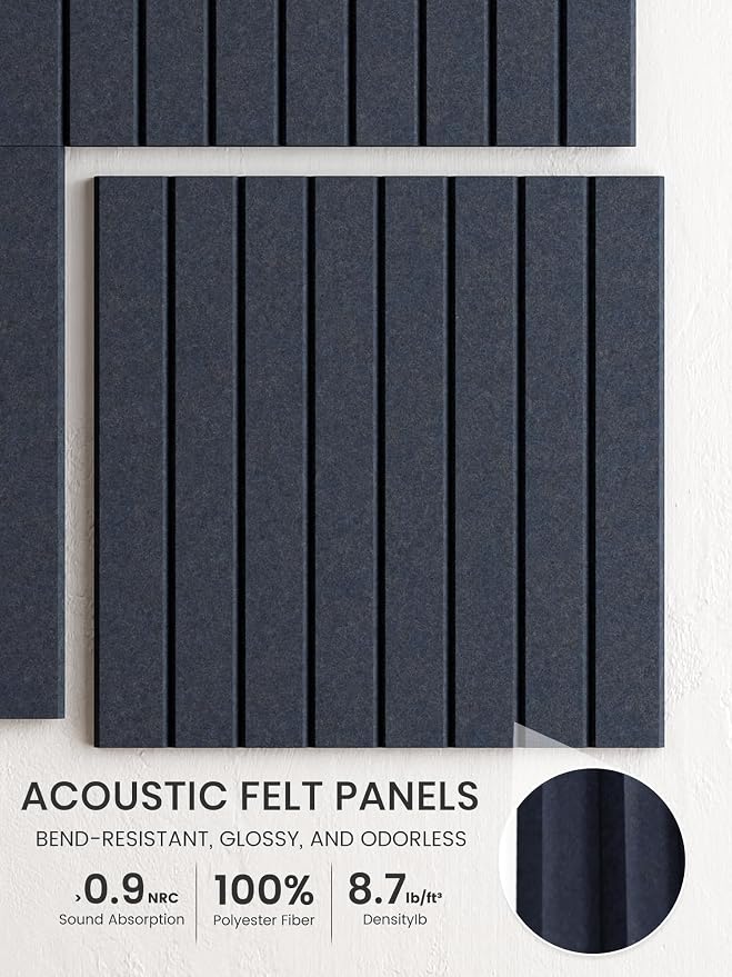 Bumusty 36"x 24" Large Felt Bulletin Board Tiles,Deep Charcoal Blue | 6-Pack Cork Board Alternative, Wall Decor, 30 Pushpins, 30 Adhesive Tabs, Vision Board, Office, Classroom, Home, Dorm - Image 3
