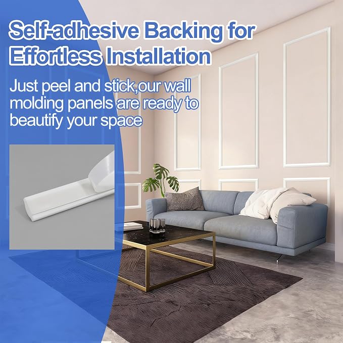 RELIANCER Peel and Stick Wall Molding Kit,30PCS Pre-Cut Door Molding Panels,3D Moulding Wainscoting Panel,Self Adhesive Walls Moulding Trim,Wall Modular Frames for Interior Walls Decor Home Bedroom - Image 6