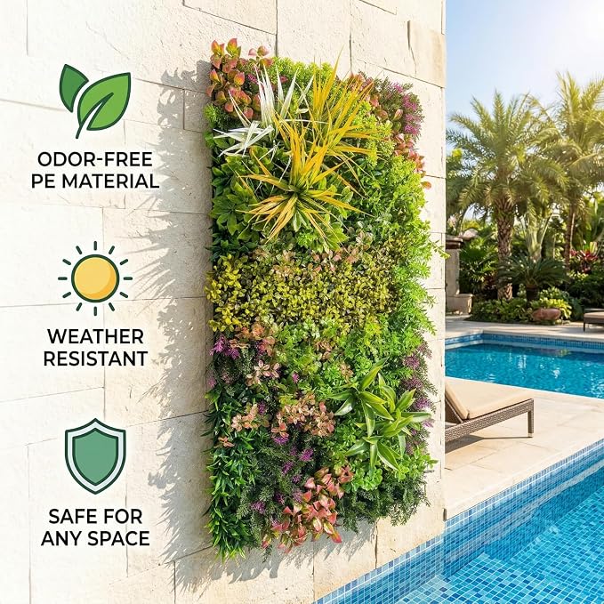 40" x 20" Artificial Grass Wall Panels - UV Anti Greenery Hedge Wall Decor | Lifelike Grass Wall Backdrop, Maintenance Free Privacy Screen Fence for Balcony Garden, Indoor Outdoor Green Grass Wall - Image 3