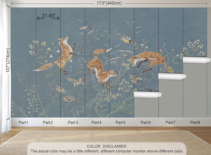 Animal Wallpaper Peel and Stick Woodland Wildlife Safari Wall Mural | 173"x108", Self Adhesive Canvas, for Bedroom Living Room Bathroom, Seamless, No overlapping - Image 4
