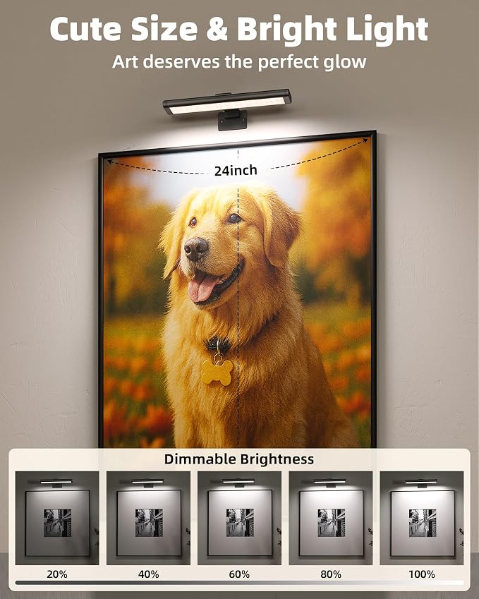 EZVALO Picture Light for Wall, Rechargeable 2400mAh Lights Wireless with IR Remote, 3 Color & Dimmable Magnetic 7.87'' LED Lights Display for Painting, Living Room, Gallery, Bedroom Art(Black-2P) - Image 5