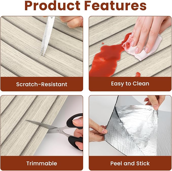 Thick Peel and Stick Slat Wall Panel Self-Adhesive 3D Wood Grain White | Wallpaper Sticker Soundproof Moisture Resistant for Wall Ceiling (118"x15.75") - Image 6
