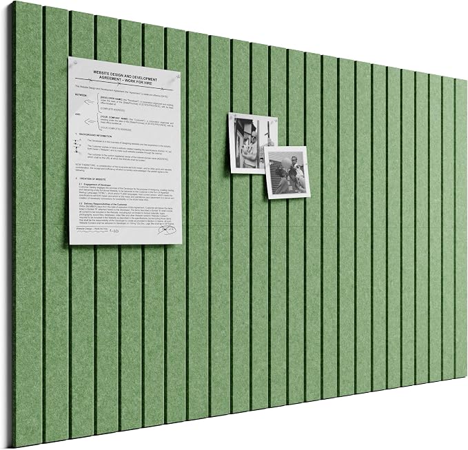 Bumusty 36"x 24" Large Felt Bulletin Board Tiles,Moss Green | 6-Pack Cork Board Alternative, Wall Decor, 30 Pushpins, 30 Adhesive Tabs, Vision Board, Office, Classroom, Home, Dorm by BUMUSTY