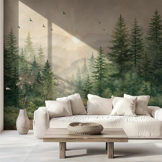Pine Forest Wall Murals Peel and Stick Canvas Wallpaper | Large Removable Woodland Mural for Living Room Bedroom Office Home Decor and Accent Walls in Multiple Standard Sizes - Image 5