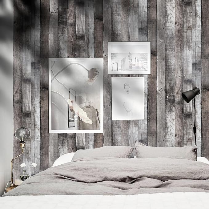Peel and Stick Wood Wallpaper Grey/Black Vinyl 17.3"×120" Contact Paper Self Adhesive Thick Waterproof Self Adhesive for Cabinets liveroom - Image 9