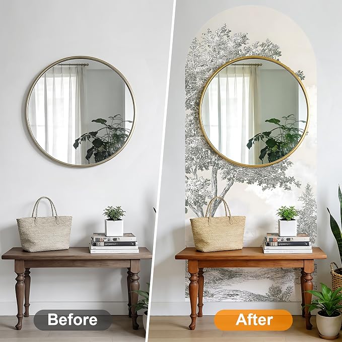 Arch Wall Decals Peel and Stick, Large Wall Stickers, Removable Home Decor Art Wallpaper for Bedroom Living Room 71'' × 31.7'' (Pine) - Image 4
