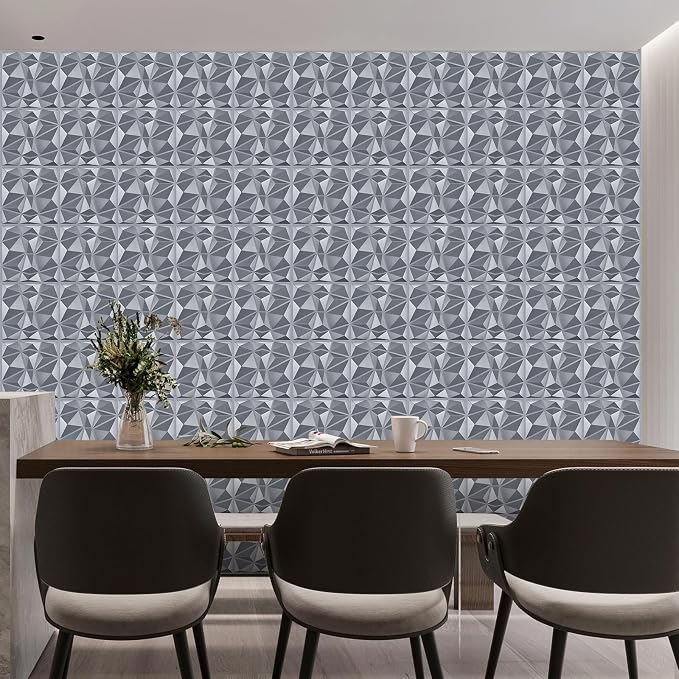 Heikki 30 Pack 3D Wall Panel for Interior Wall Décor, PVC Flower Textured Wall Panels for Living Room Bedroom Hotel Office, 11.8"x11.8", Double-Sided Tape (Gray-XLZ) - Image 5