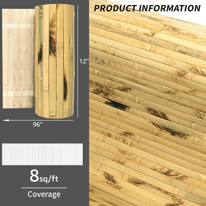 Art3d 12 x 96 in Pole Wrap Natural Bamboo Wall Panel, 2-Pack, Light Burned | Renewable Raw Board, Waterproof, No Emission, Wear-Resistant, Freely Cuttable, Stylish Wall Decor for Bedroom and Office - Image 5