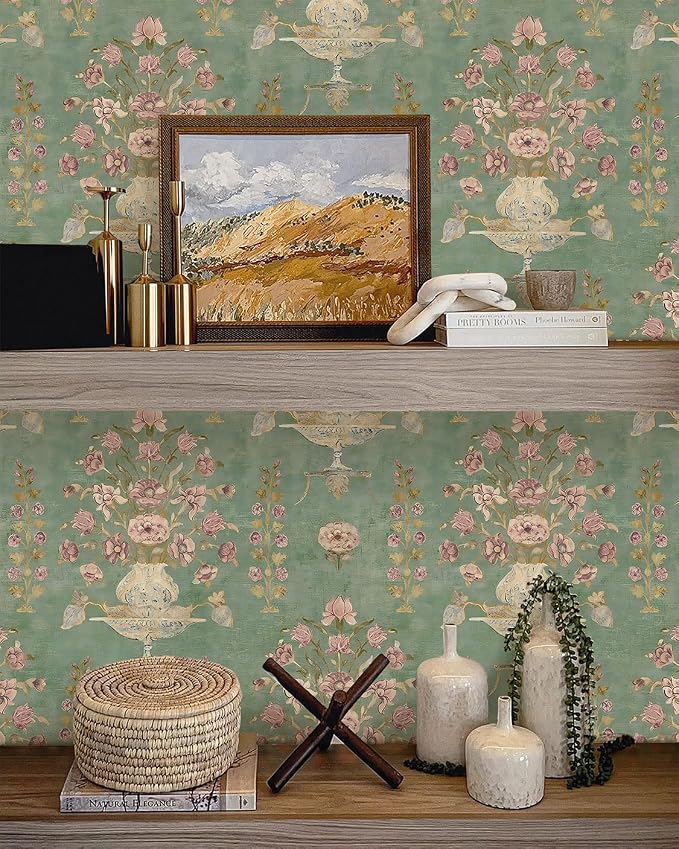 Orainege Floral Wallpaper Peel and Stick Wallpaper Modern Contact Paper | 17.3in x 118.1in Self Adhesive Wall Paper for Bedroom Bathroom Shelf Liner Decor Removable - Image 3