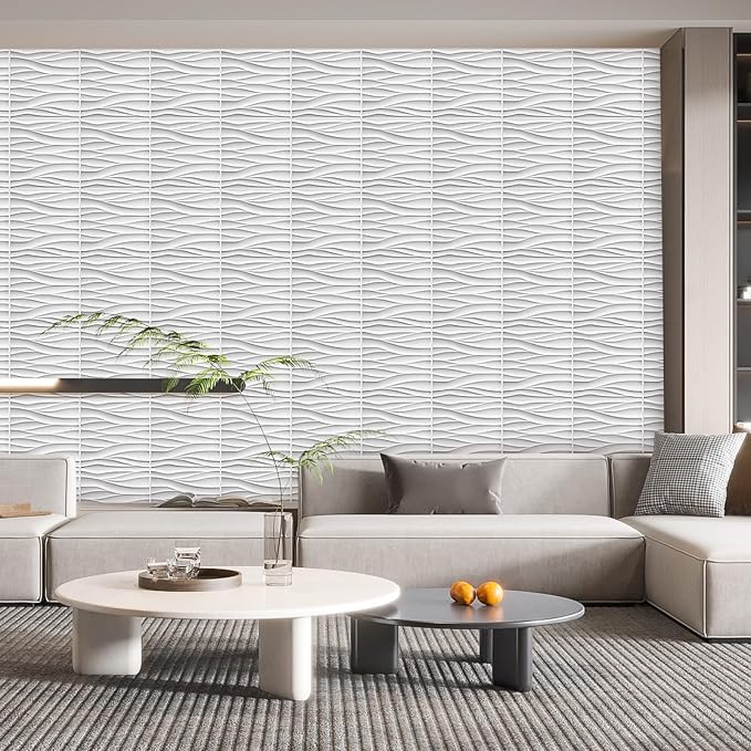 Heikki 30 Pack 3D Wall Panel for Interior Wall Décor, PVC Flower Textured Wall Panels for Living Room Bedroom Hotel Office, 11.8"x11.8", Double-Sided Tape (White-YZ) - Image 7