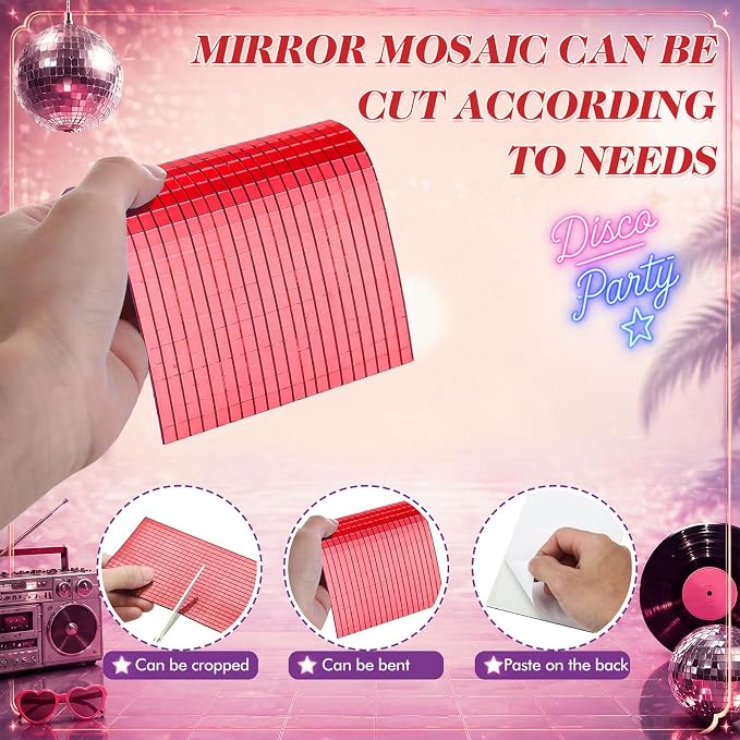 28800 Pieces Red Disco Mirror Tile Self-Adhesive Mirrors Mosaic Tile - Image 5