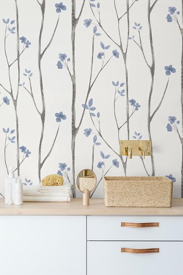 Timeet 16.1" x 197" Leaf Wallpaper Peel and Stick White and Purple Wallpaper Boho Self Adhesive Removable Vinyl Contact Paper for Bedroom Living Room Decor - Image 3