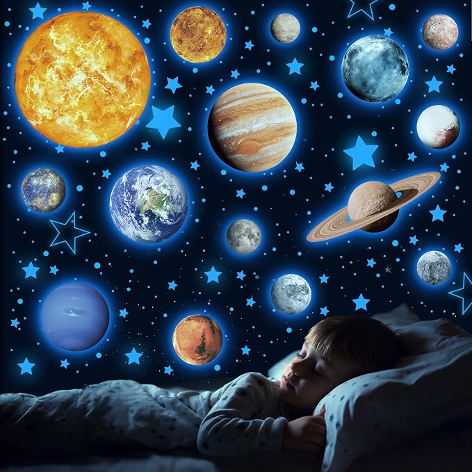 Solar System Wall Decals Glow in The Dark Stars 780 PCS, Glowing Planets Stickers for Ceiling, Nursery Wall Stickers for Bedroom, Kids Room Decorations (Blue) by Robmoda