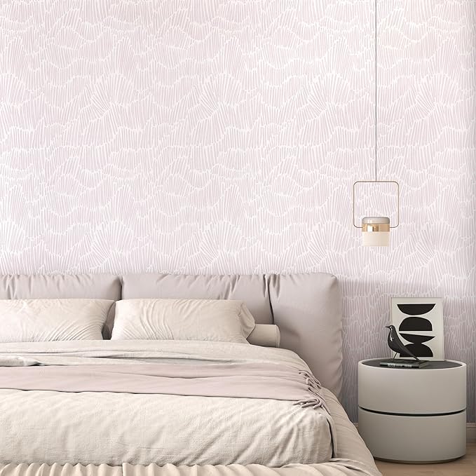 Theper Pink Contact Paper Striped Peel and Stick Wallpaper Boho 17.3"×197" | Simple Modern Removable Self Adhesive Wallpaper for Bedroom Cabinets Waterproof White and Pink Wallpapers Vinyl Roll - Image 4