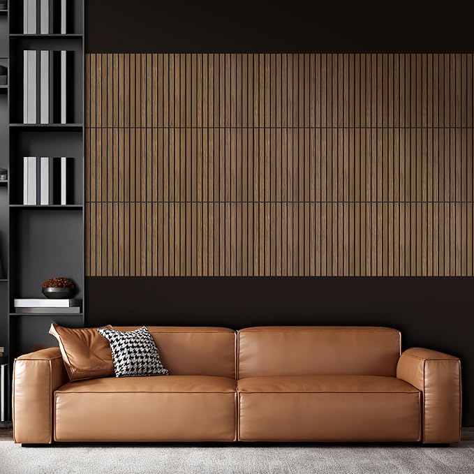16" x 12" Acoustic Panels 12 Pack, Self-Adhesive 3D Wall Tile Walnut | Polyester Panels for Sound Absorption, Covers 16 Sq Ft, Odor-free, Harmless to Breathe & Touch, Reduce Noise and Echo, Walnut - Image 2