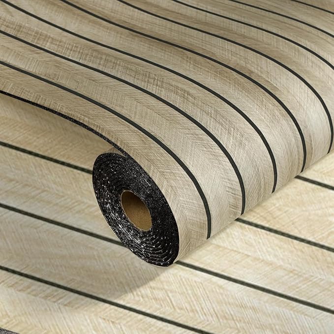 Beige Wood Wall Panels Textured Wood Slats 3D Soundproof Wall Panel | Peel and Stick Shiplap 23.62" x 110.24"Wooden Panel Walls Decor Self Adhesive Wooden Panel Wallpaper for Studio Homes Ceiling by MANONIRIA