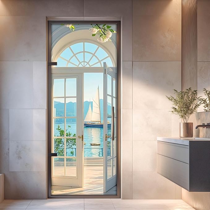 HOMETITUTE Beach Ocean View Peel Stick Door Sticker 30.3x78.7 Vinyl | Wall Cover Poster Decals Removable Wallpaper Self Adhesive Livingroom Bedroom Office - Ocean View - Image 4