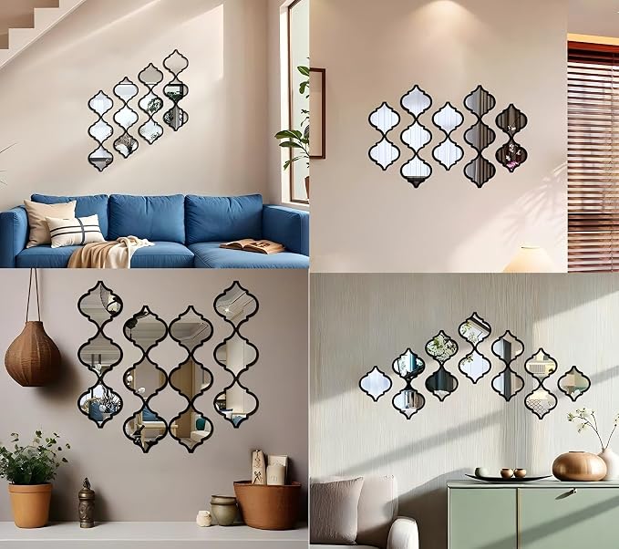 12Pcs Black Acrylic Mirrors for Wall Decor - Moroccan wall Stickers - Image 7