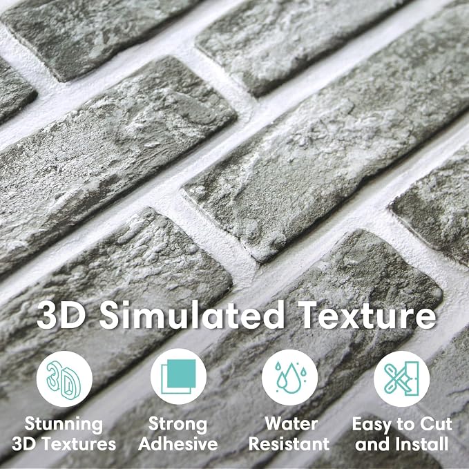 Commomy 3D Faux Brick Peel and Stick Wall Sticker - 10pcs 15.74" x 11.8" | Ultralight Thin PVC Wall Panels Fake Brick Wallpaper Tiles for Kitchen,Bedroom,Quick DIY Home Decor(12.92 sq.ft) - Image 2