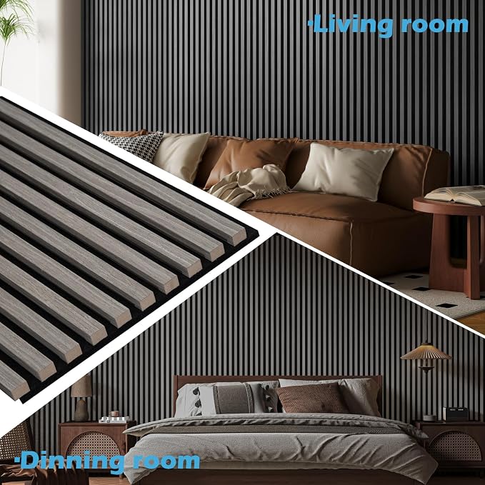 Art3d 3D Fluted Soundproof Wood Textured Slat Wall Panel, 4-Pack, Smoky Oak | 108 x 12 Inch, Noise Reduction, Durable, Sustainable, Moisture Resistant, Easy Mounting, Long Lasting, Home Decor, Office Use - Image 3